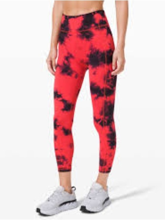 lululemon athletica Pants - lululemon athletica Red & Black Tie-Dye High-Rise Leggings